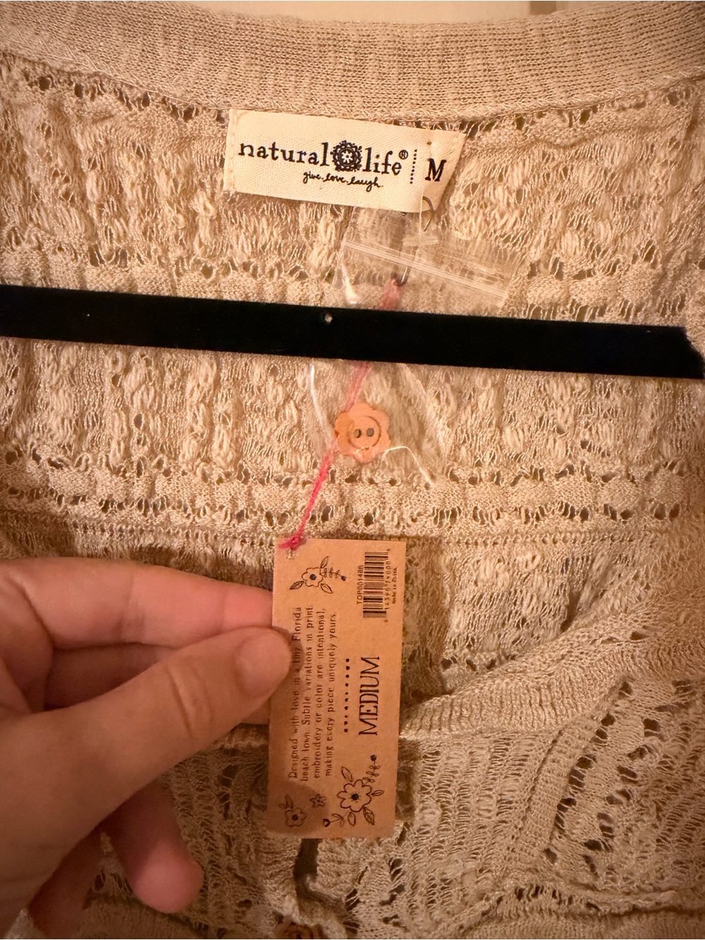 NATURAL LIFE Cream Crochet Ruffle Button-Front Cardigan - Picture 2 of 3